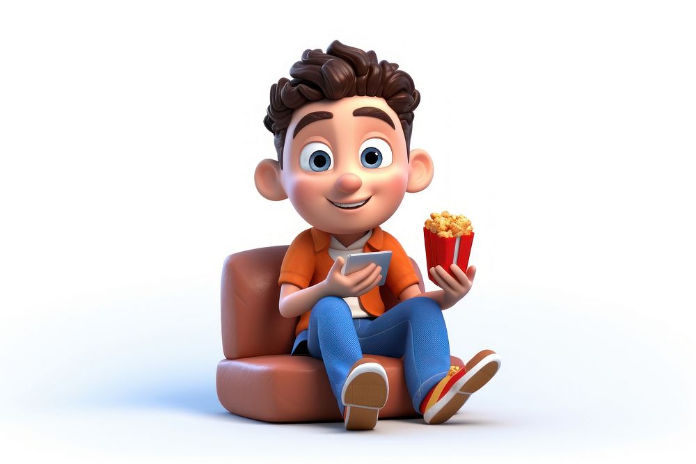 Cartoon sitting white background relaxation. AI generated Image by rawpixel.
