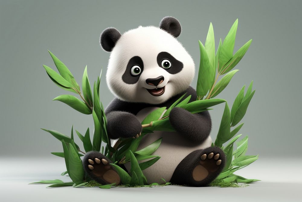 Wildlife cartoon mammal bamboo. AI generated Image by rawpixel.