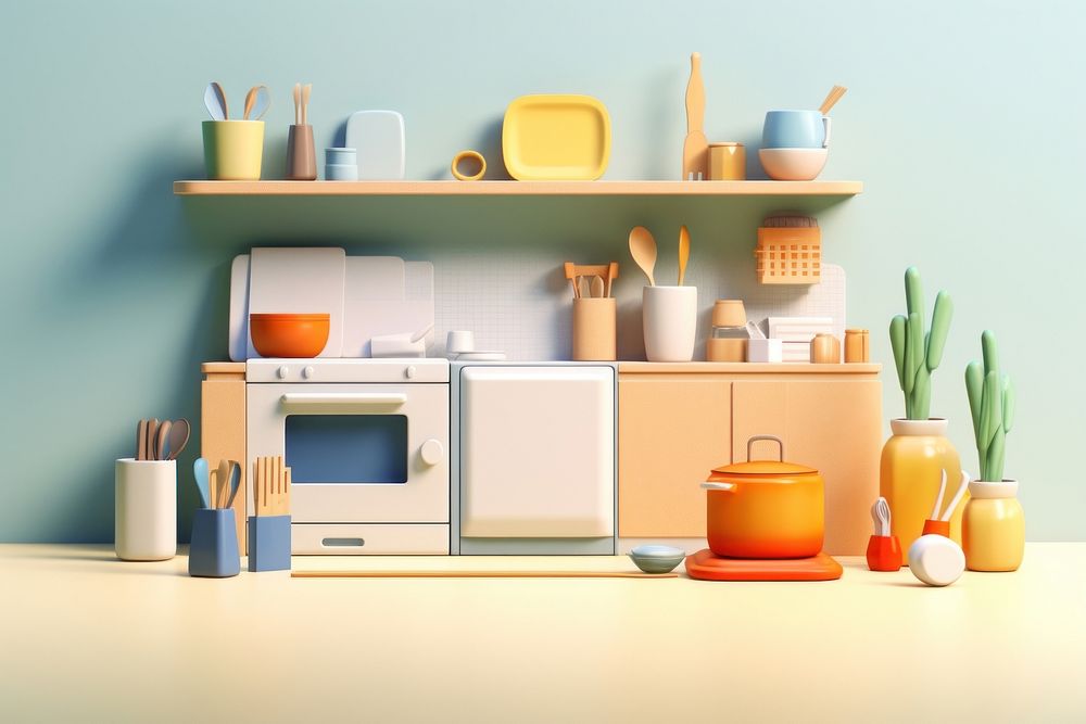 Kitchen appliance shelf blue. AI generated Image by rawpixel.