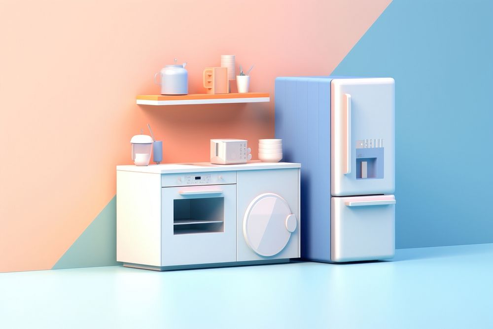 Refrigerator appliance microwave blue. AI generated Image by rawpixel.