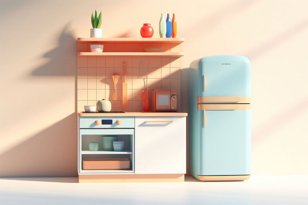 Kitchen refrigerator appliance blue. AI generated Image by rawpixel.