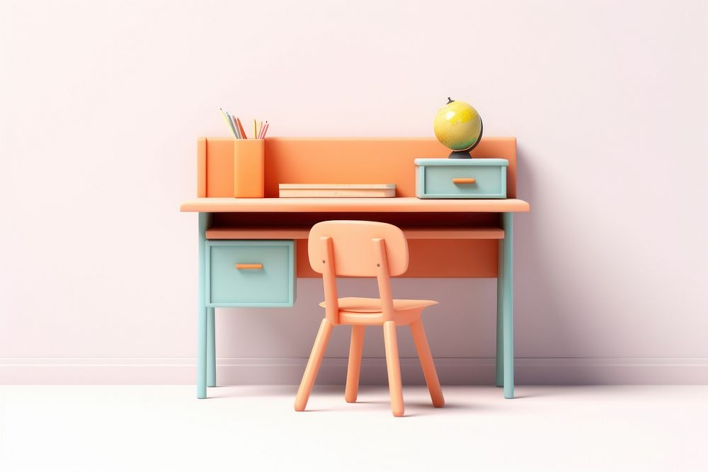Desk furniture classroom chair. AI generated Image by rawpixel.