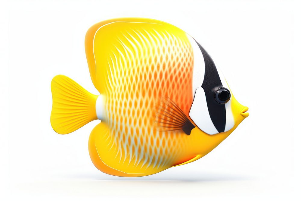 Agel butterfly fish animal white background pomacentridae. AI generated Image by rawpixel.