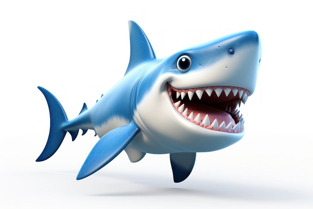 Shark fish animal white background aggression. AI generated Image by rawpixel.