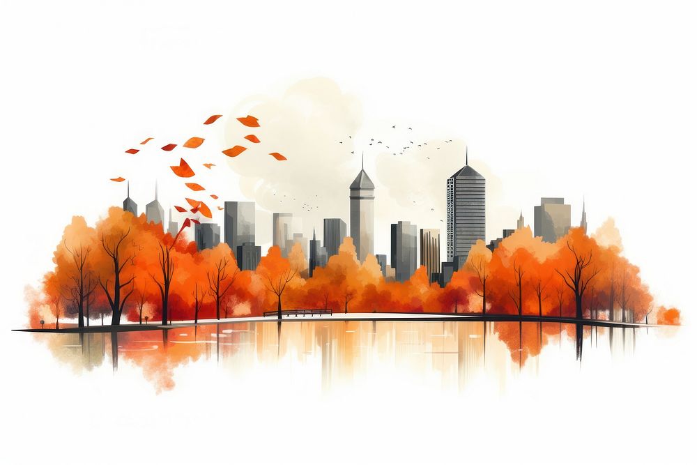 Landscape city outdoors autumn. AI generated Image by rawpixel.