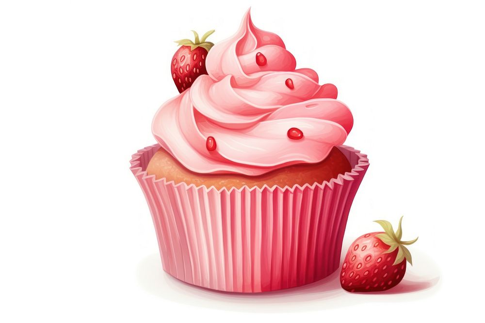 Cupcake strawberry dessert cream. AI generated Image by rawpixel.
