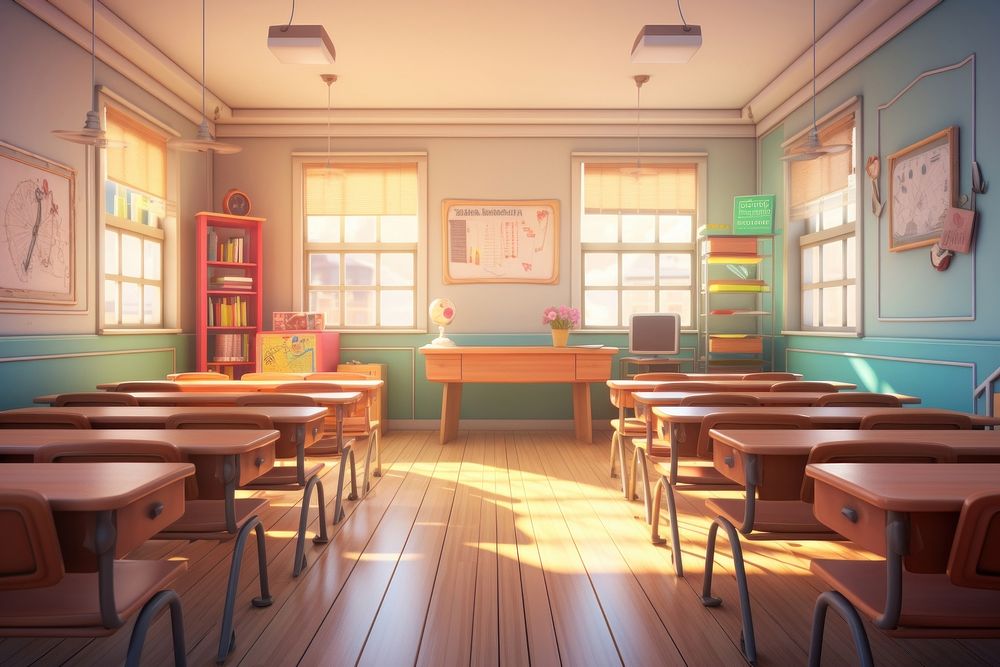 Classroom architecture furniture building. AI generated Image by rawpixel.