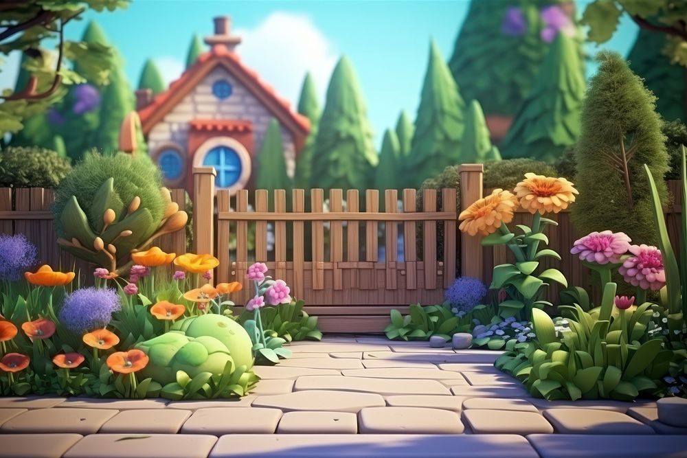 Garden outdoors cartoon nature. AI generated Image by rawpixel.
