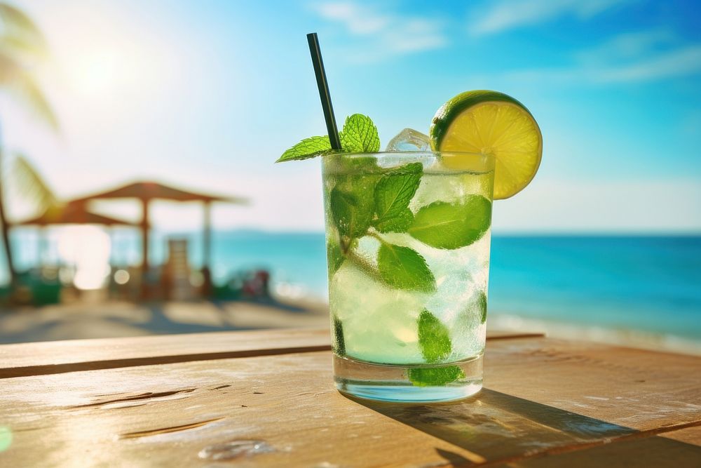 Outdoors mojito cocktail summer. AI generated Image by rawpixel.