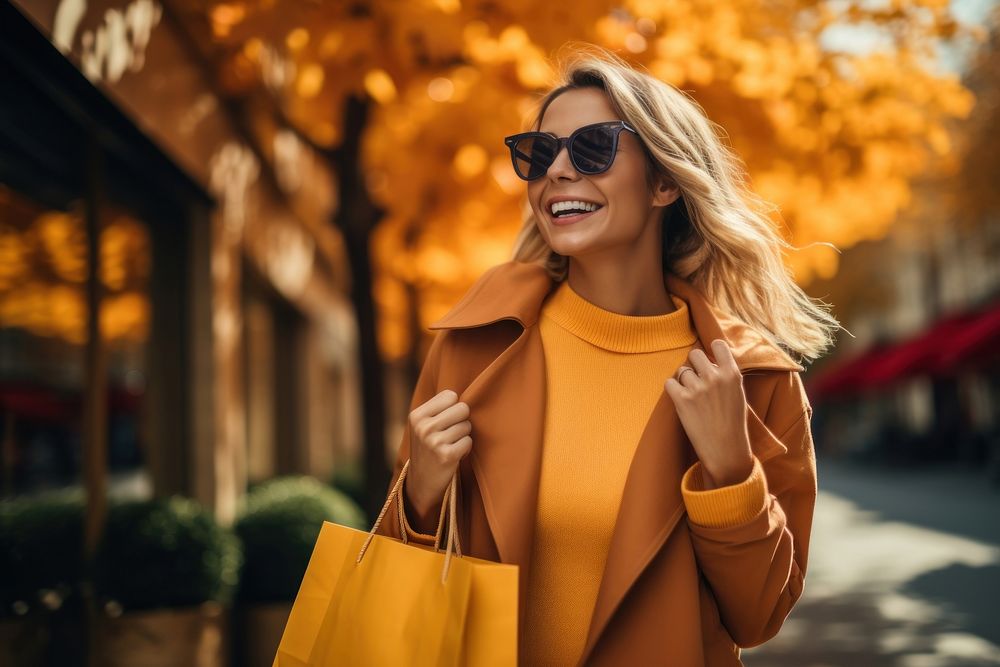 Shopping portrait autumn happy. AI generated Image by rawpixel.