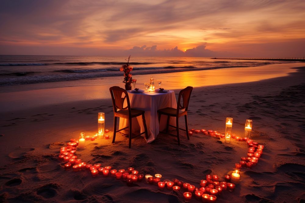 Candle beach outdoors romantic. 