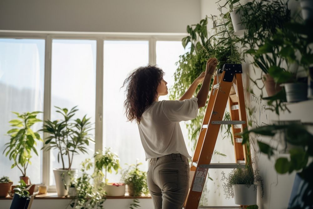 Adult plant woman home. AI generated Image by rawpixel.