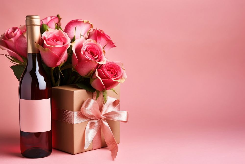 Rose wine bottle flower. 