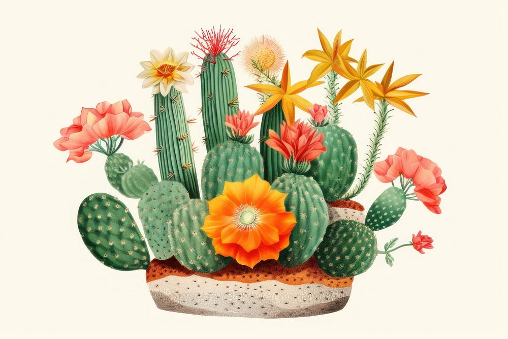 Cactus cartoon flower plant. 