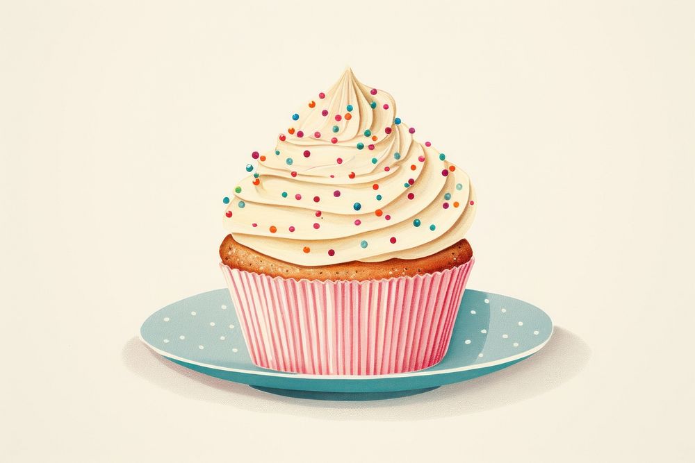 Cupcake sprinkles dessert cream. AI generated Image by rawpixel.