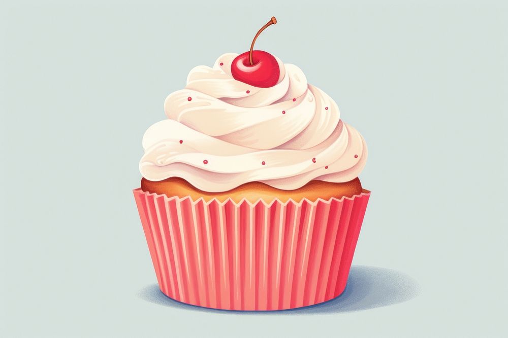Cupcakes White cupcake dessert cream. AI generated Image by rawpixel.