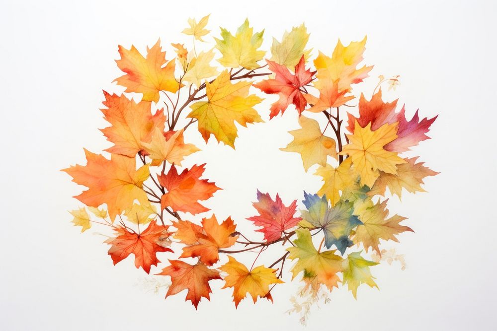 Maple plant wreath leaf. AI generated Image by rawpixel.