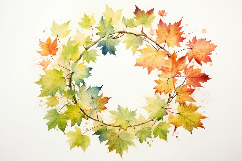 Maple plant tree wreath. AI generated Image by rawpixel.