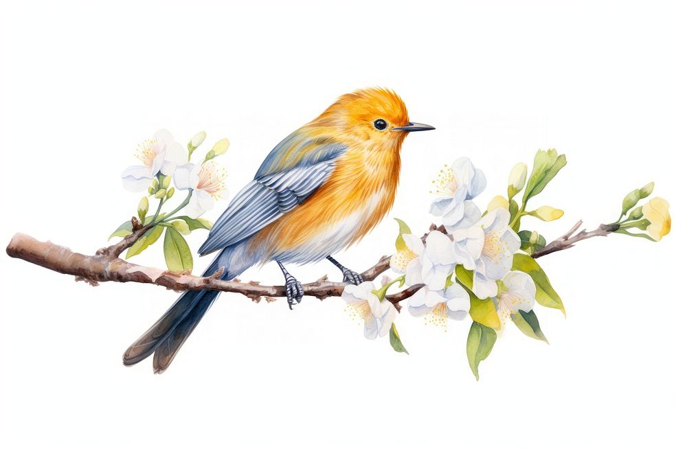 Bird animal robin white background. AI generated Image by rawpixel.