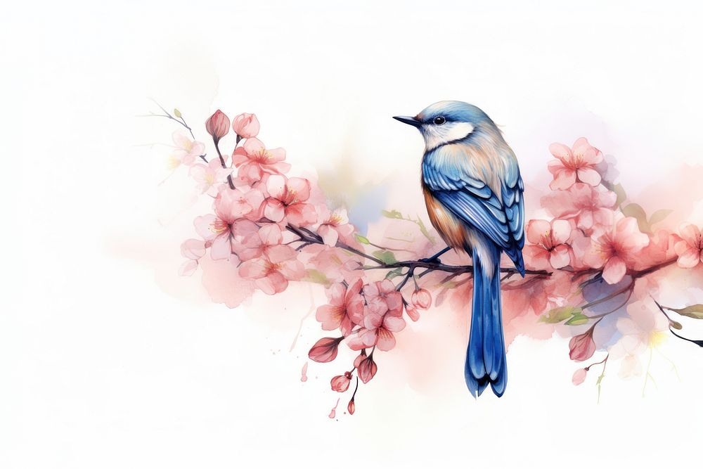 Bird animal flower plant. AI generated Image by rawpixel.