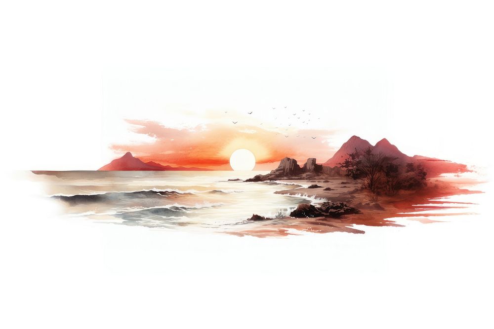 Sunset sunlight outdoors painting. AI generated Image by rawpixel.