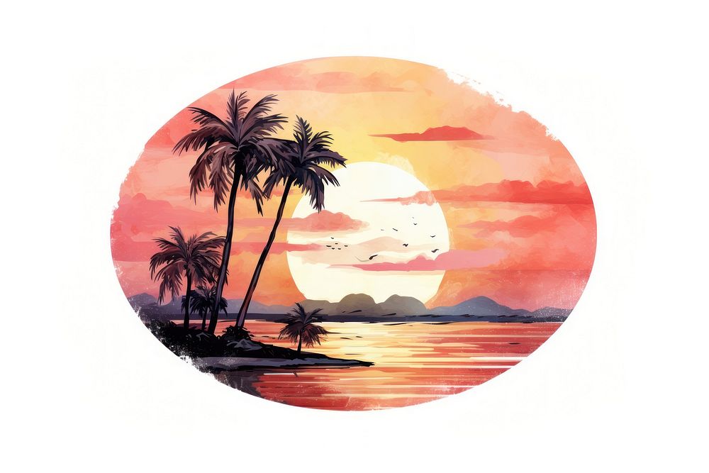 Painting outdoors sunset nature. AI generated Image by rawpixel.