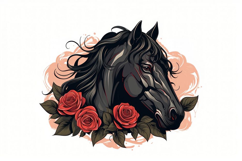 Horse rose drawing animal. AI generated Image by rawpixel.