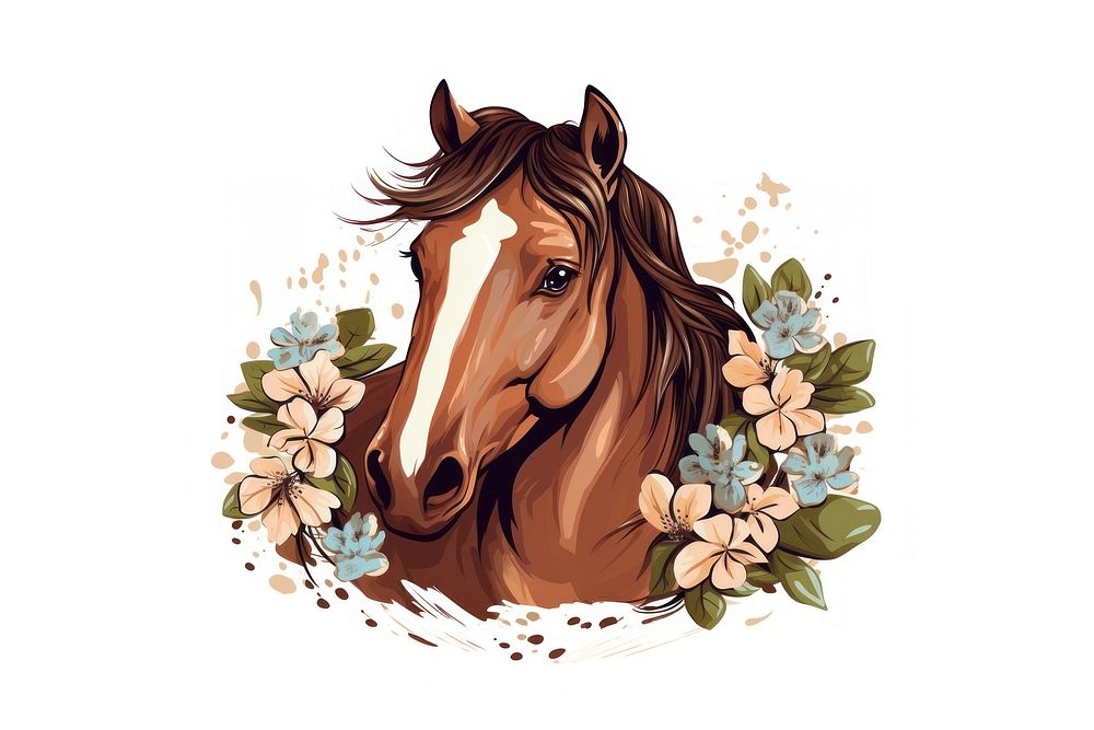 Horse drawing animal mammal. AI generated Image by rawpixel.