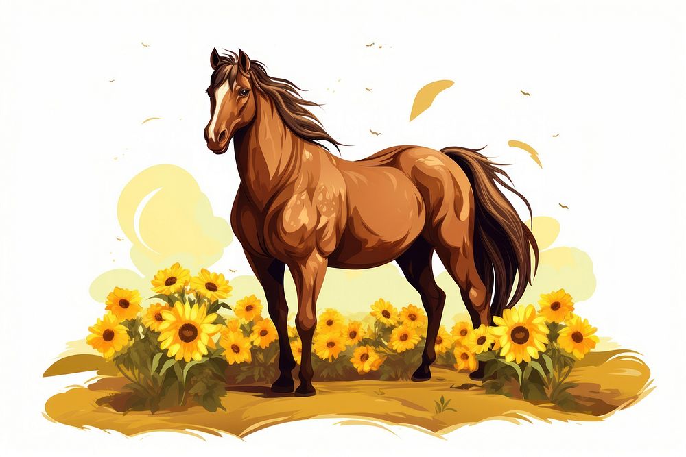 Sunflower horse mammal animal. AI generated Image by rawpixel.