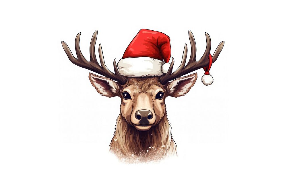 Christmas drawing mammal animal. AI generated Image by rawpixel.