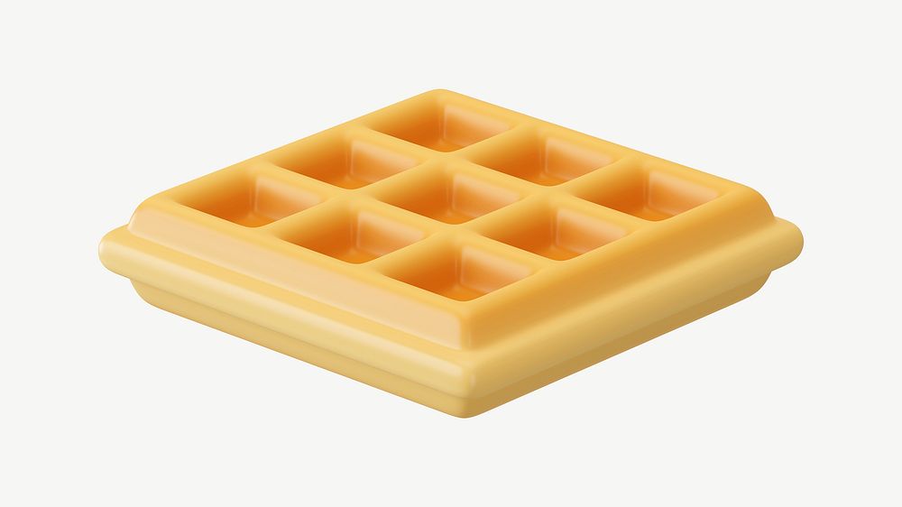3D waffle breakfast, collage element psd