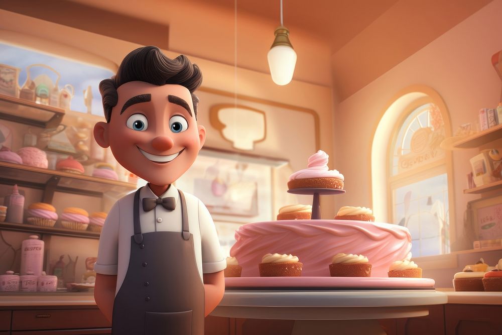 3D cartoon cake dessert person. AI generated Image by rawpixel.