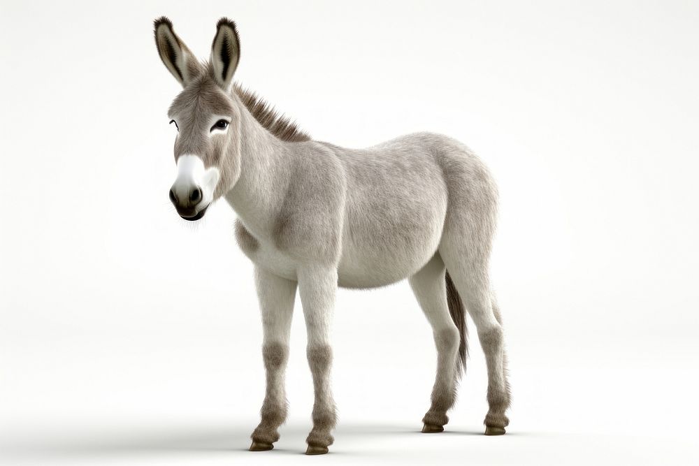 Donkey full body animal mammal white background. AI generated Image by rawpixel.