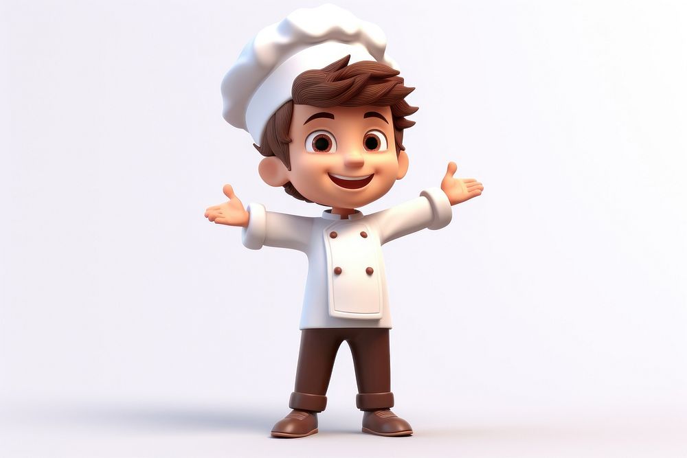 Wearing chef uniform child cartoon white background. AI generated Image by rawpixel.
