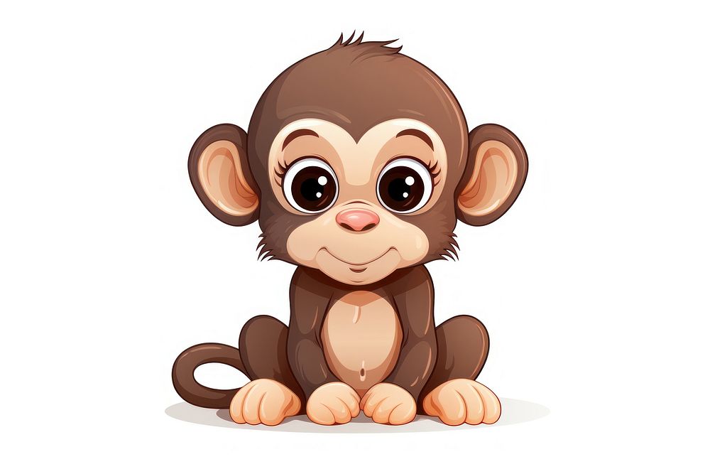 Monkey sitting cartoon mammal. AI generated Image by rawpixel.
