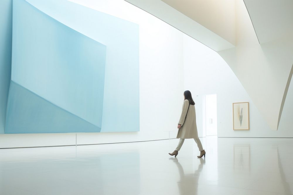 Defocused Woman Walking In Exhibition Art Hall walking adult woman. AI generated Image by rawpixel.