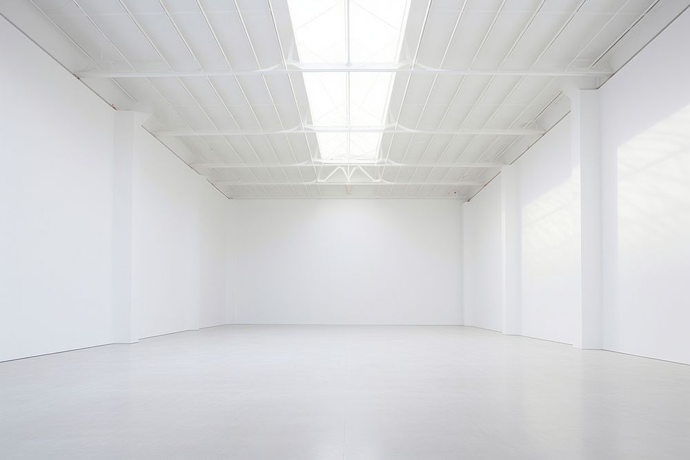 A white large art Exhibition floor architecture daylighting. AI generated Image by rawpixel.