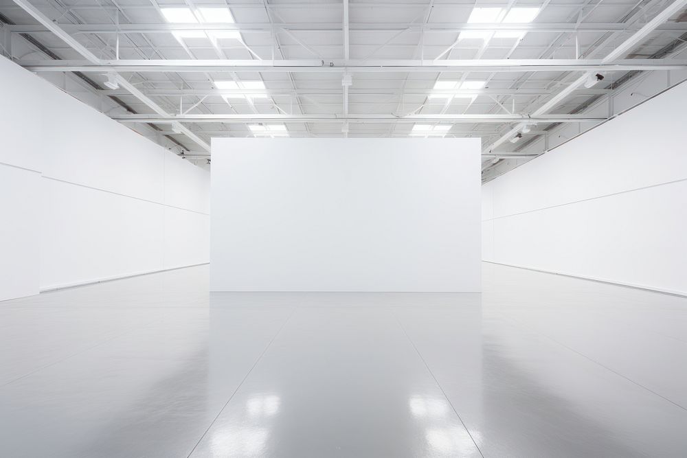 A white large art Exhibition floor architecture daylighting. AI generated Image by rawpixel.