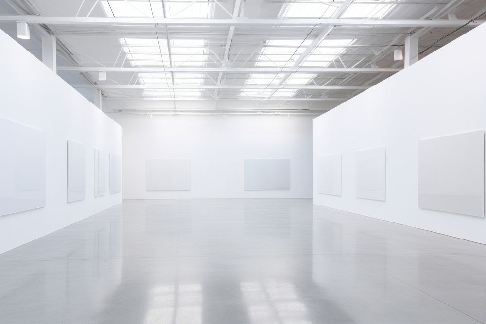 A white large art Exhibition flooring architecture backgrounds. AI generated Image by rawpixel.