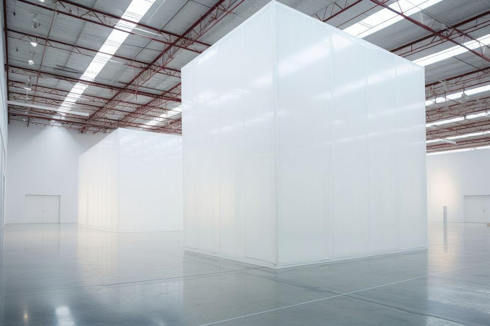 A white large art Exhibition architecture building hangar. AI generated Image by rawpixel.