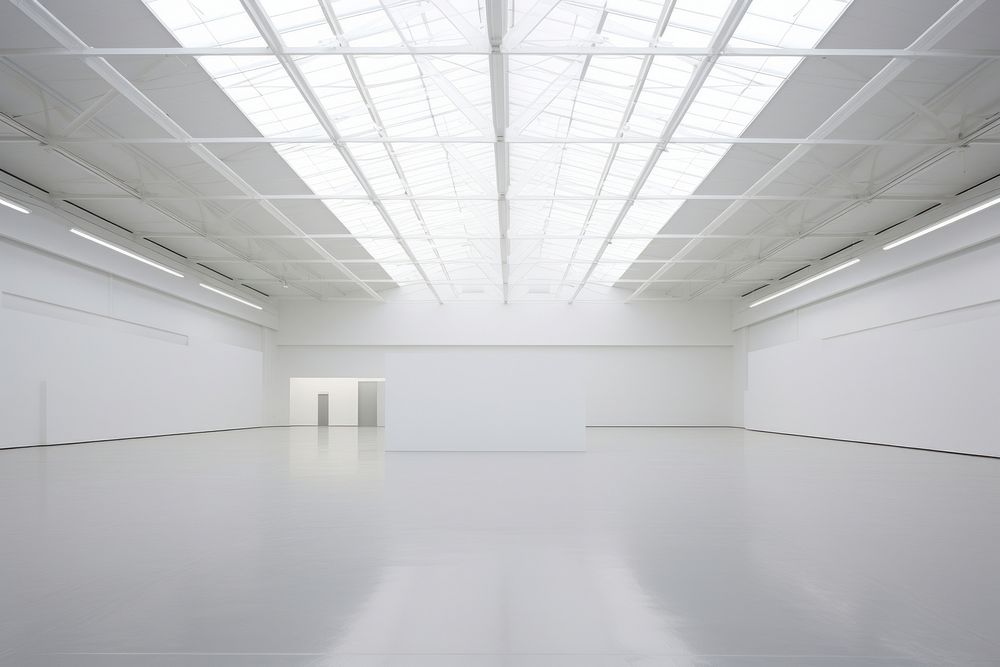 A white large art Exhibition architecture building floor. 