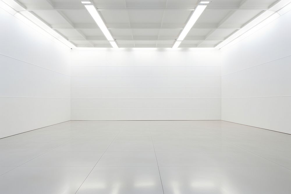 An empthy white large art Exhibition light floor architecture. 