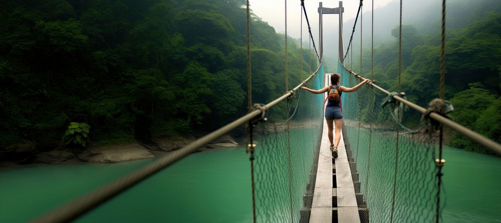 Bridge adventure outdoors nature. 