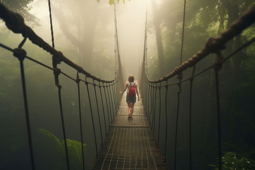 Bridge rainforest adventure outdoors. AI generated Image by rawpixel.