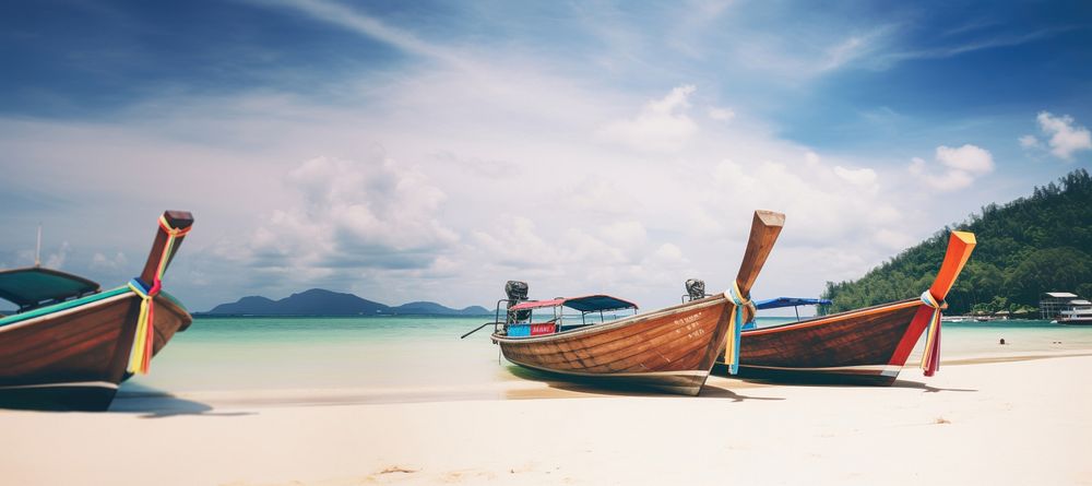Beach boat landscape outdoors. AI generated Image by rawpixel.