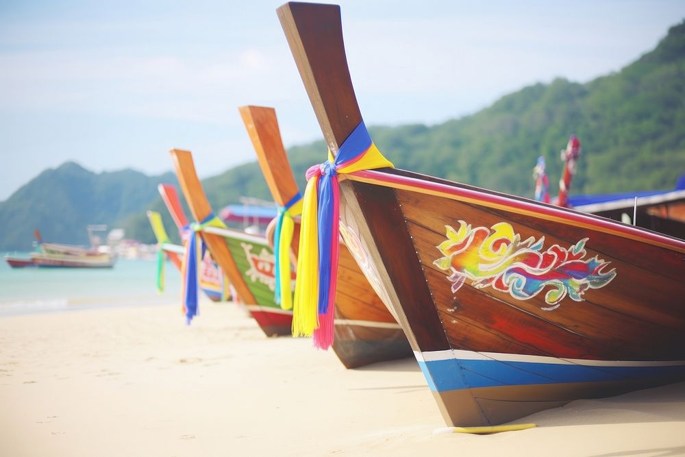 Beach boat outdoors vehicle. AI generated Image by rawpixel.