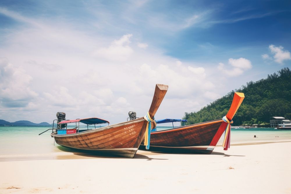 Beach boat watercraft outdoors. AI generated Image by rawpixel.