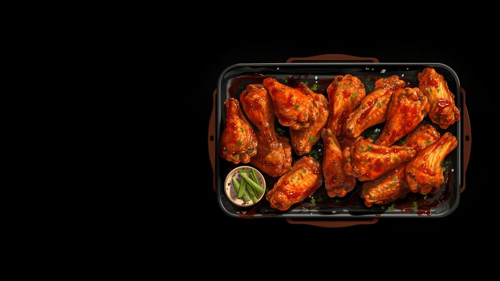 digital paint of a bbq, chicken wing.  