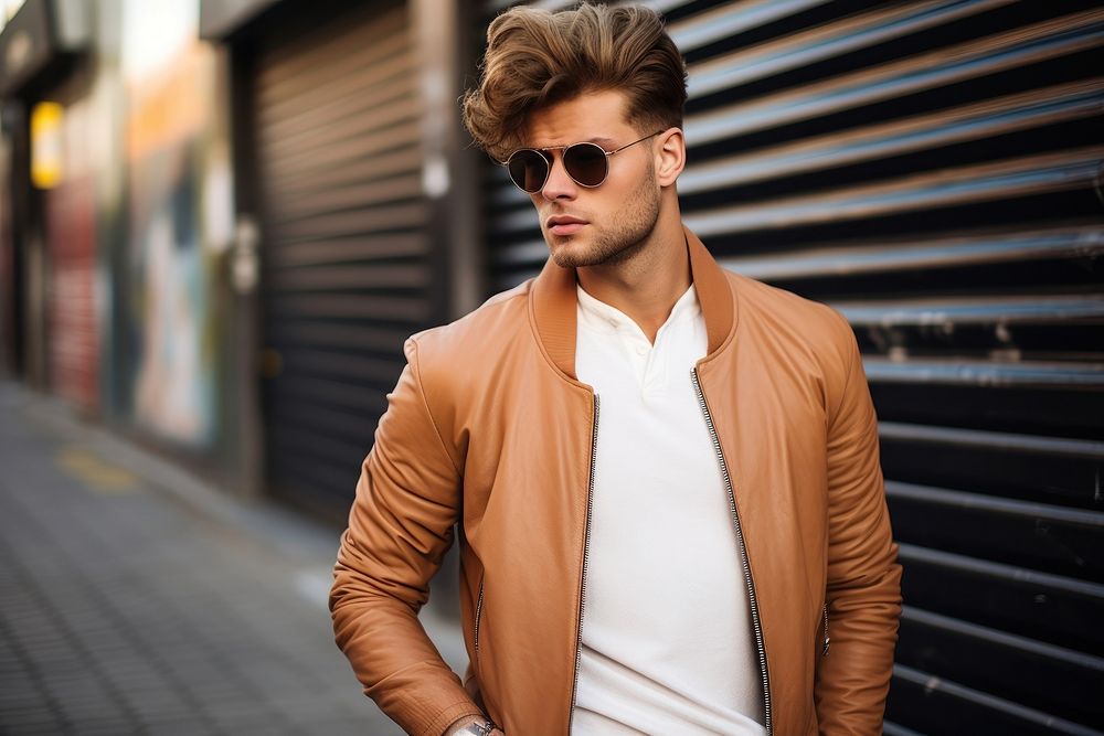Fashion gay sunglasses jacket street. AI generated Image by rawpixel.