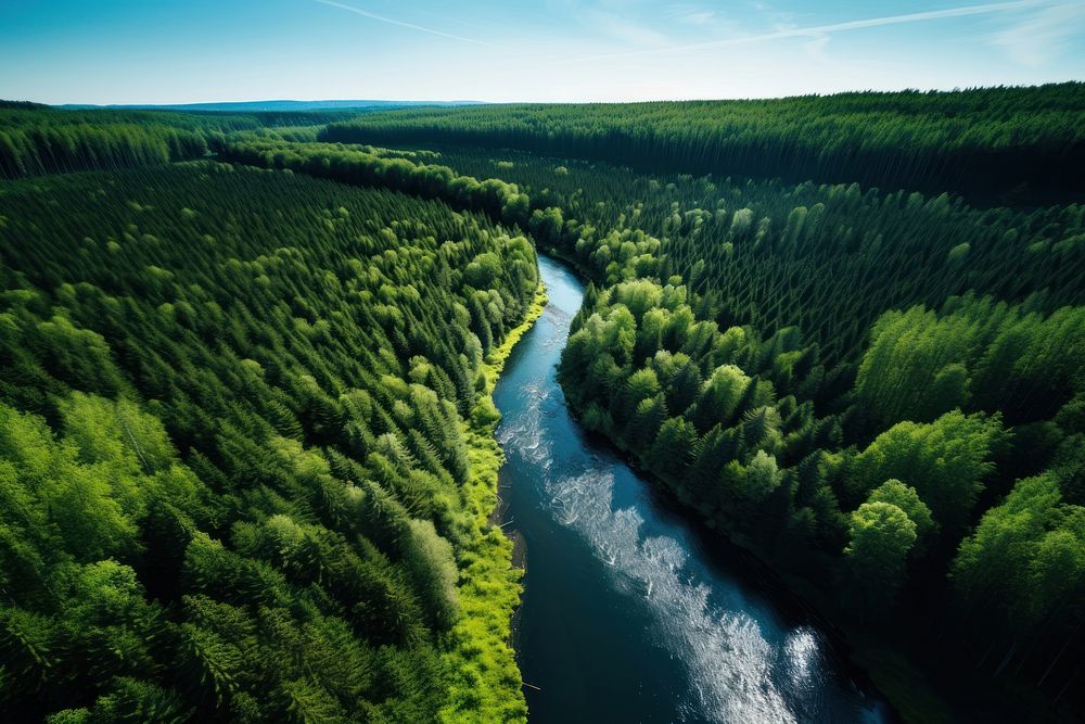 Forest river vegetation outdoors. 